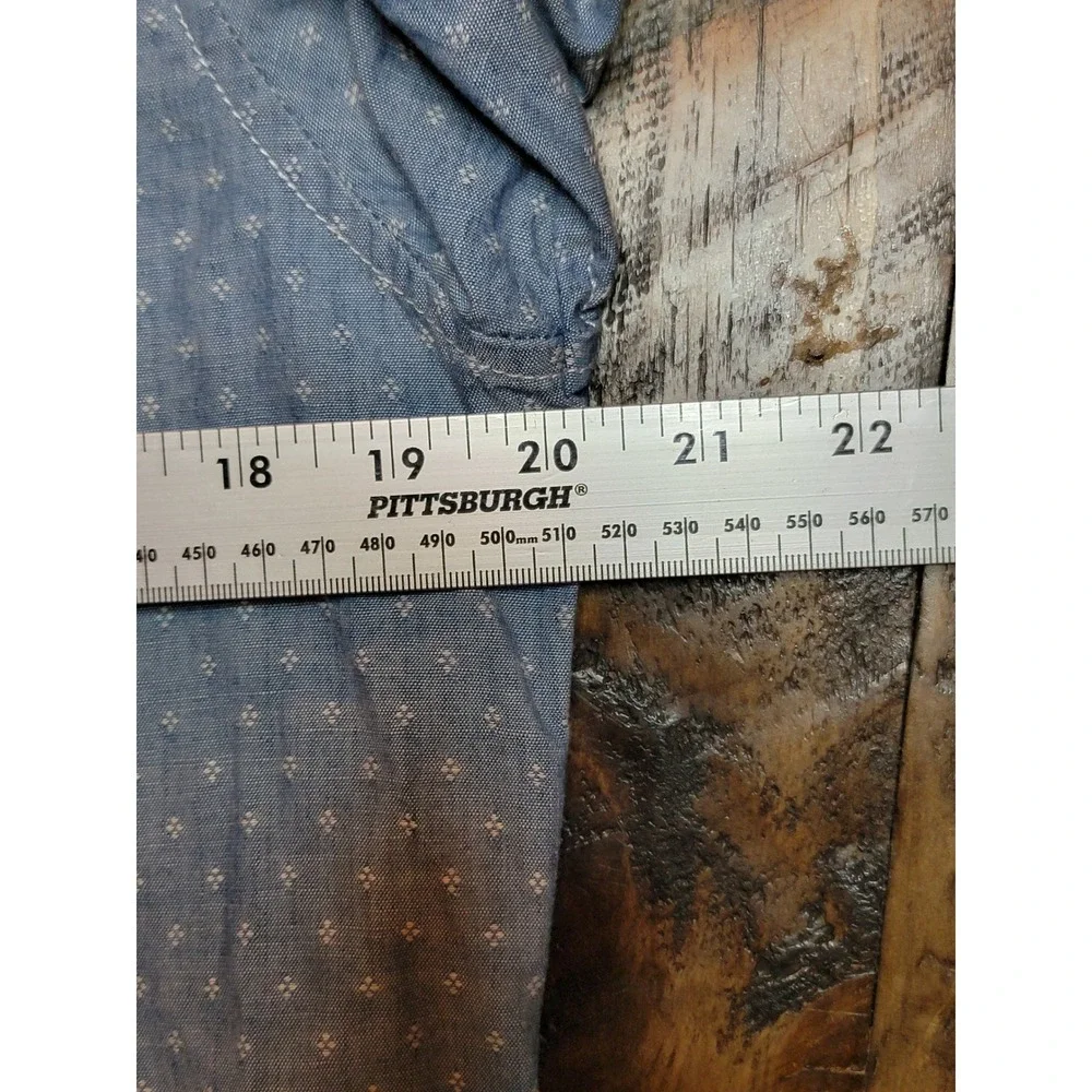 True Religion Button Down Shirt Mens M Blue Excellent Geometric Print Cotton